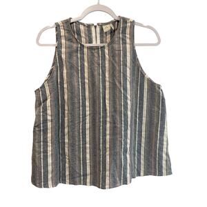 Paper Crane Women’s L Sleeveless Tank Top Blue White Gray Round Neck Zipper Back